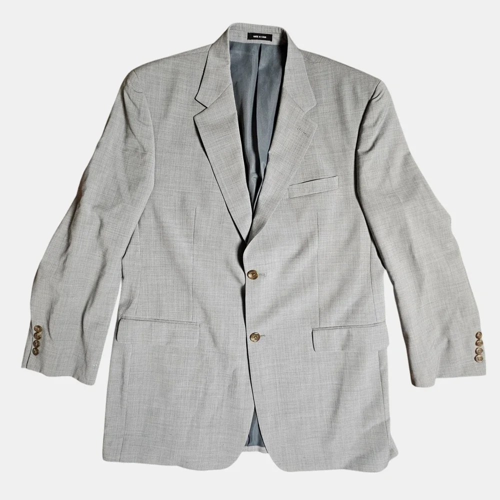 Ralph Lauren Wool Sport Coat Blazer Suit Jacket Lined Stretch‎ Mens 42L Gray